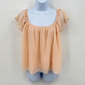 Lulu's Peach Flutter Sleeve Peasant Blouse